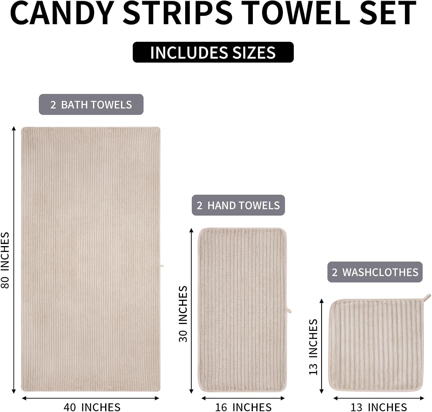 Extra Large Bath Towel Set of 6 (40"x80"),Oversized Bath Sheet Super Soft Highly Absorbent Microfibers Quick Dry Luxry Shower Towel for Bathroom Spa Gym Hotel Yoga(Beige, 6Piece) - Image 8