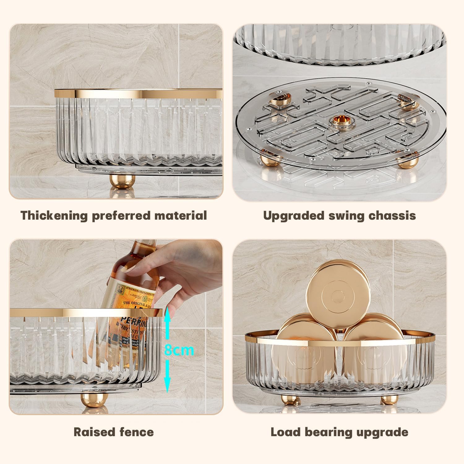Jorunb Lazy Pantry Organizers Storage, Turntable Organizer, 360 Rotating Storage Rack for Kitchen, Pantry, Cabinet, Dining Table, Fridge, Countertop, Vanity, Food Storage - Image 7
