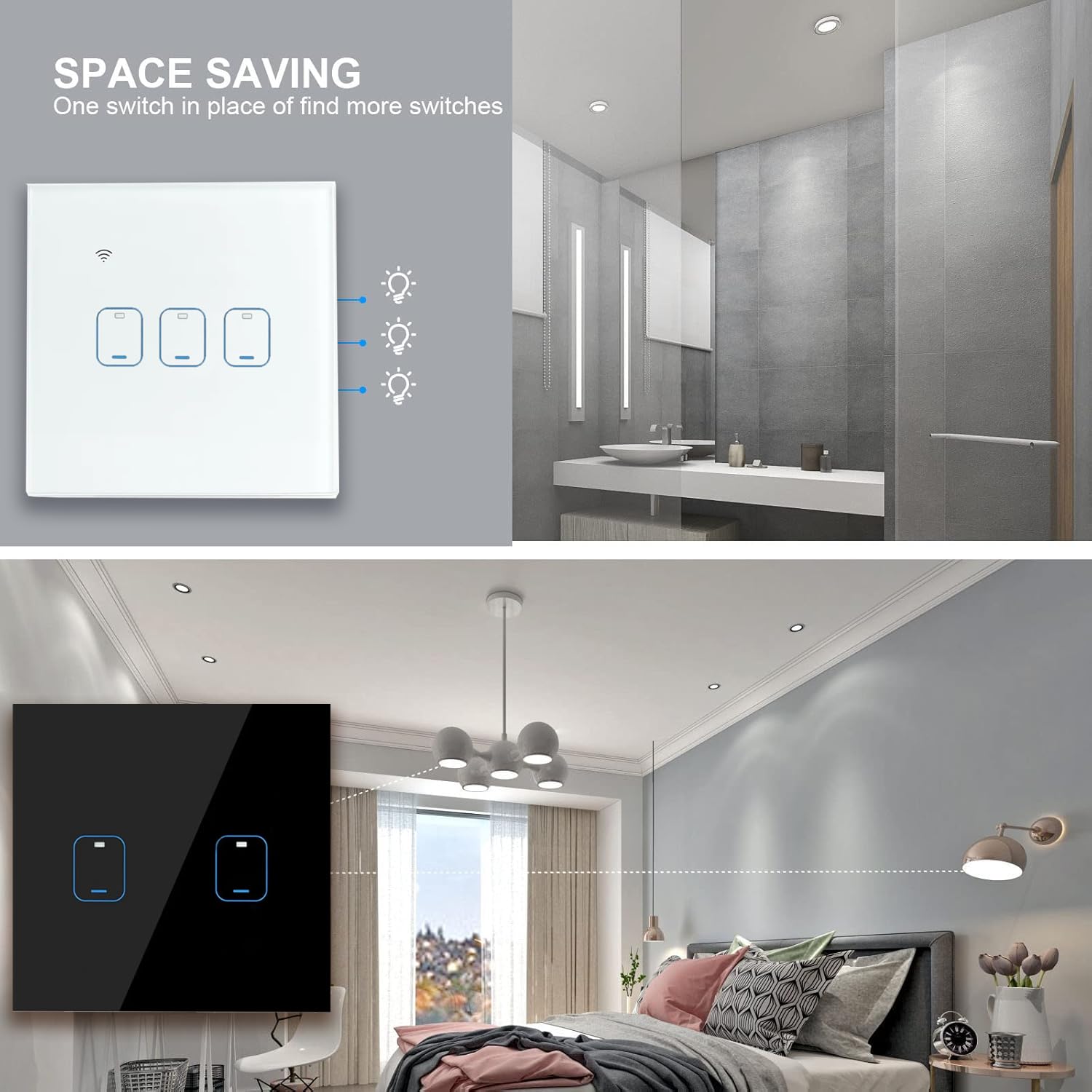 Matter Smart Light Switch, Smart WiFi Light Switches Compatible with Apple Home/Google Home/Alexa/Siri,2.4G Only, Neutral Wire Needed (1 Gang, Black) - Image 7