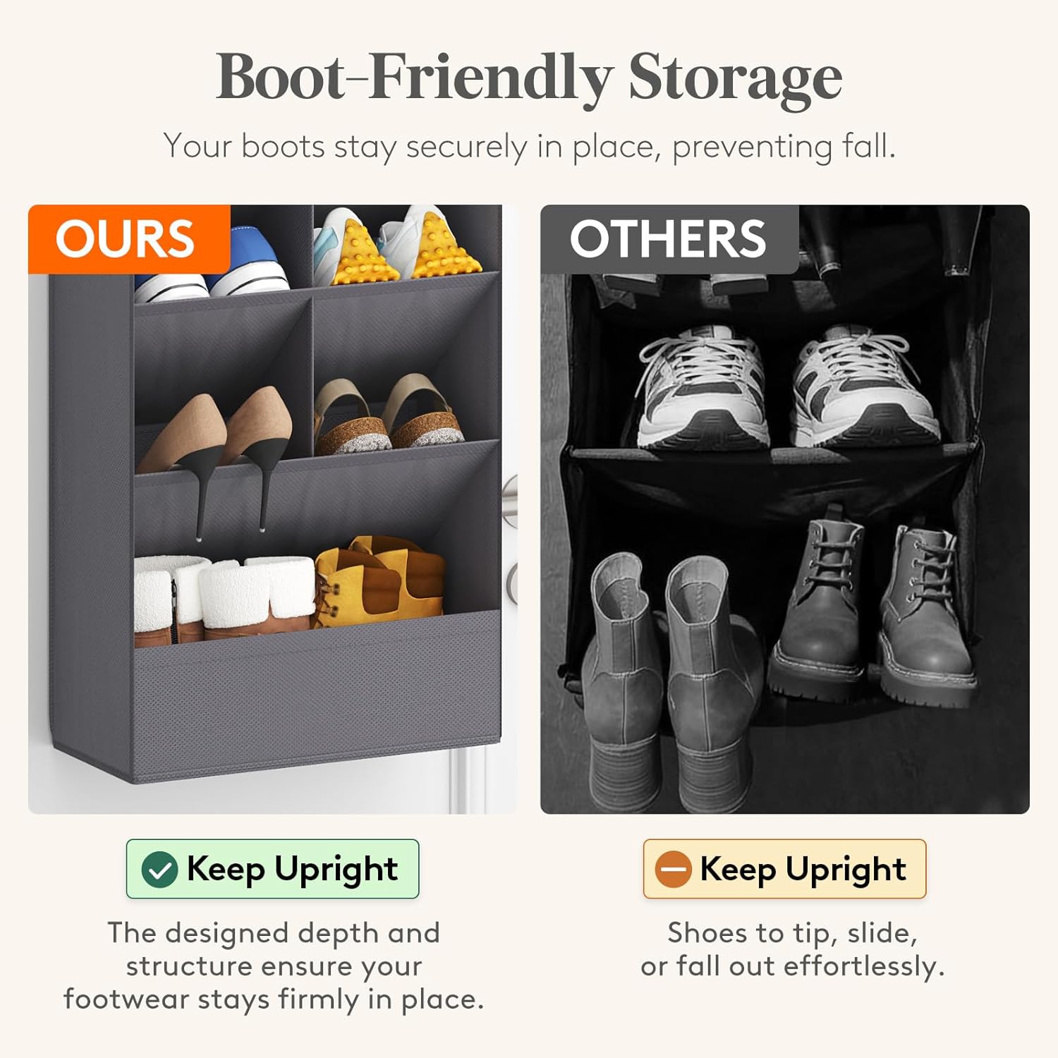 Lifewit Over the Door Shoe Organizers, 1 Pack Hanging Shoe Rack with 11 Pockets, 5 Layers Shoe Holder for Closet Door Storage Includes Boots, Toys, Water Bottles, Daily Necessities, Grey - Image 4