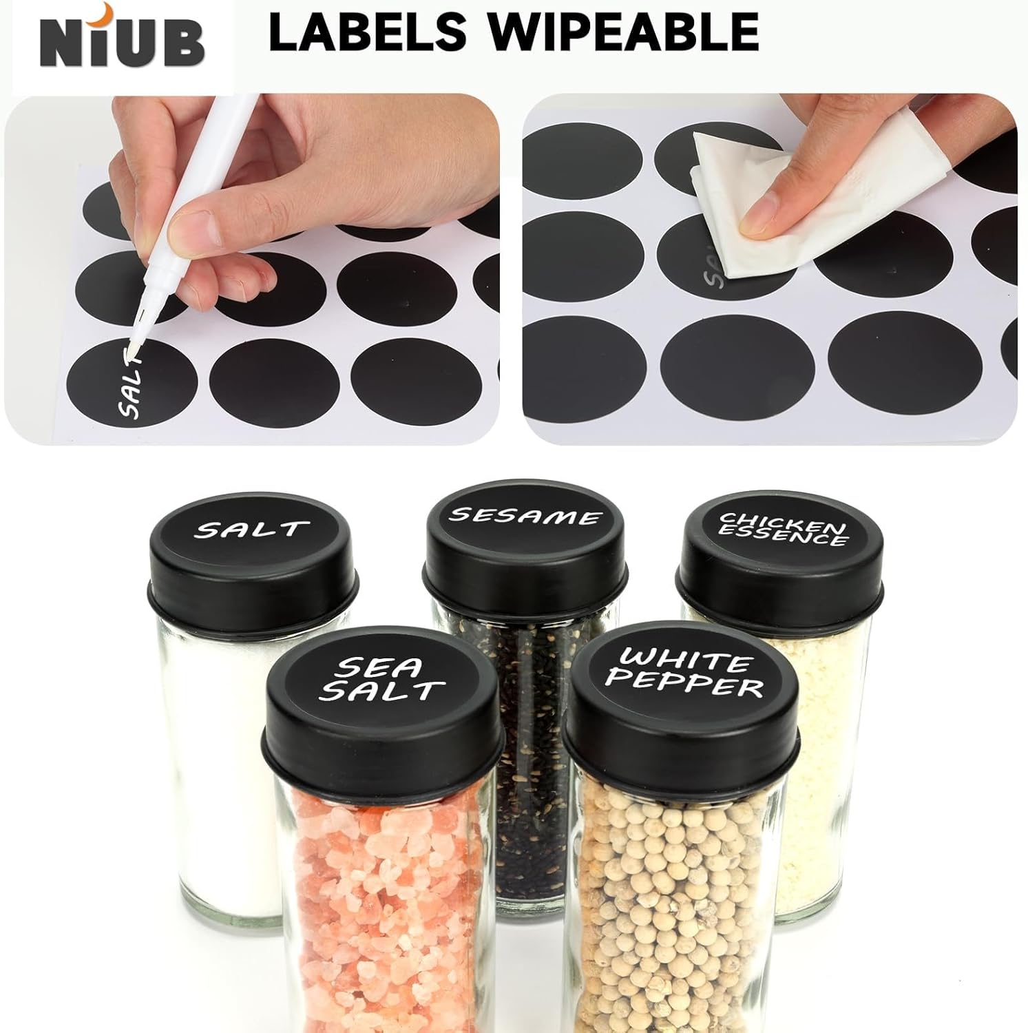 Rotating Spice Rack, Revolving Ferris Wheel Countertop Spice Organization with 18 Plastic Spice Jars, Countertop Spice Storage Rack for Families Kitchen - Image 4