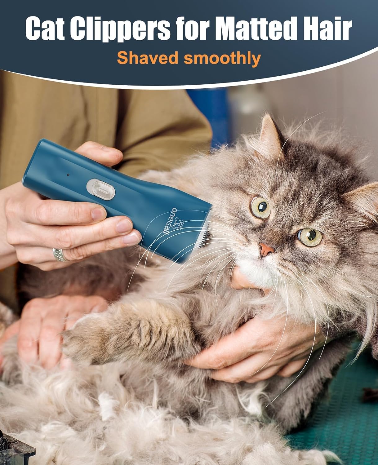 oneisall Pet Clipper for Cat Matted and Long Hair, Shaver Quiet Pet Clippers Waterproof Cordless Cat Clippers for Matted Hair with Storage Bag - Image 2
