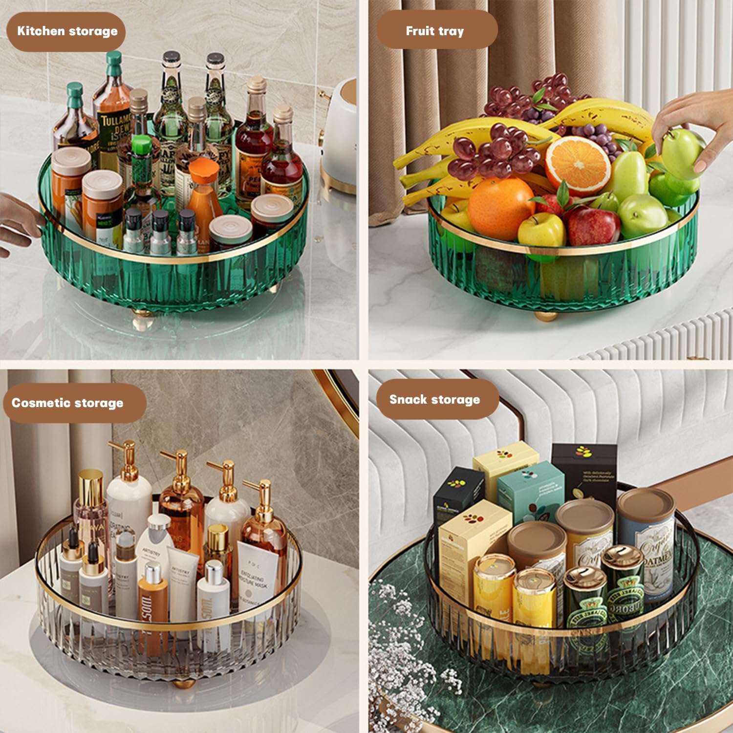 Jorunb Lazy Pantry Organizers Storage, Turntable Organizer, 360 Rotating Storage Rack for Kitchen, Pantry, Cabinet, Dining Table, Fridge, Countertop, Vanity, Food Storage - Image 3