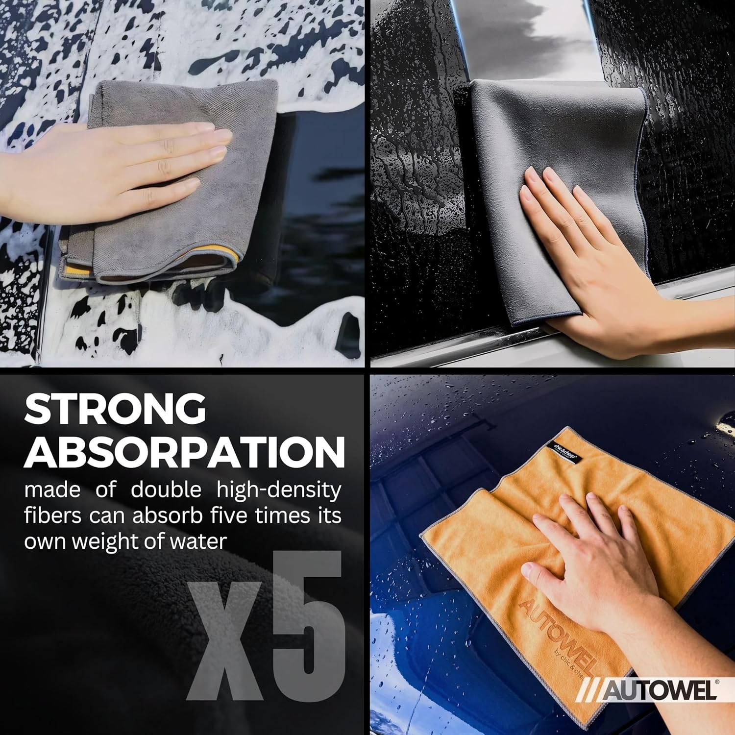 AUTOWEL® Premium Double-Sided Microfiber Car Drying Towel – Suede & Coral Velvet Detailing Cloth – Ultra Soft, Scratch-Free & Super Absorbent – Lint-Free for Cars, Bikes & Home (30x60 cm, Pack of 2) - Image 3
