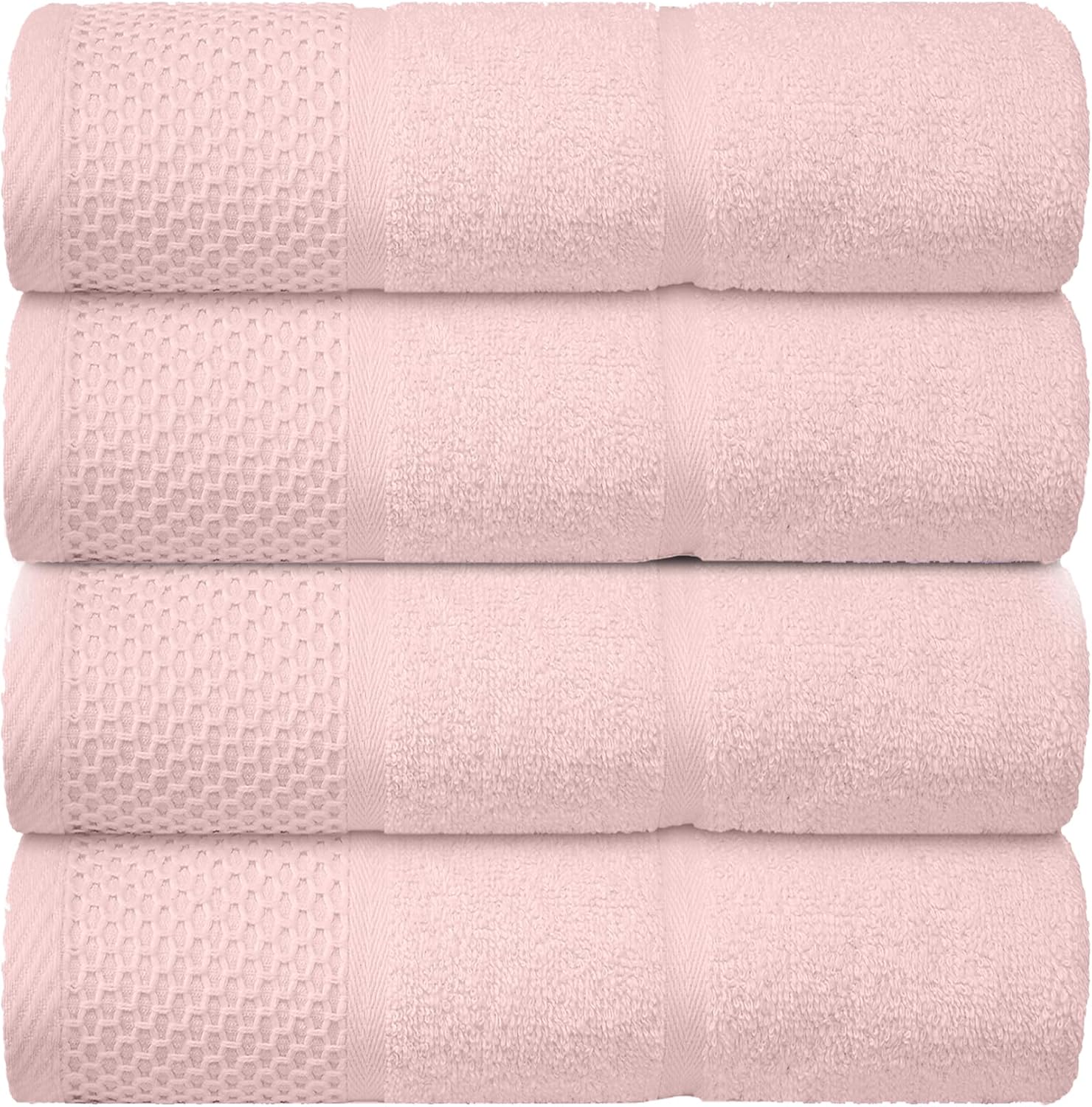 Rushmore Bath Towel Set – Pack of 4 (70 x 140 cm) – Ultra Soft & Highly Absorbent Honey combed Cotton Towels – Ideal for Bathroom, Spa & Hotel Use – (Pink, 4-Pack)
