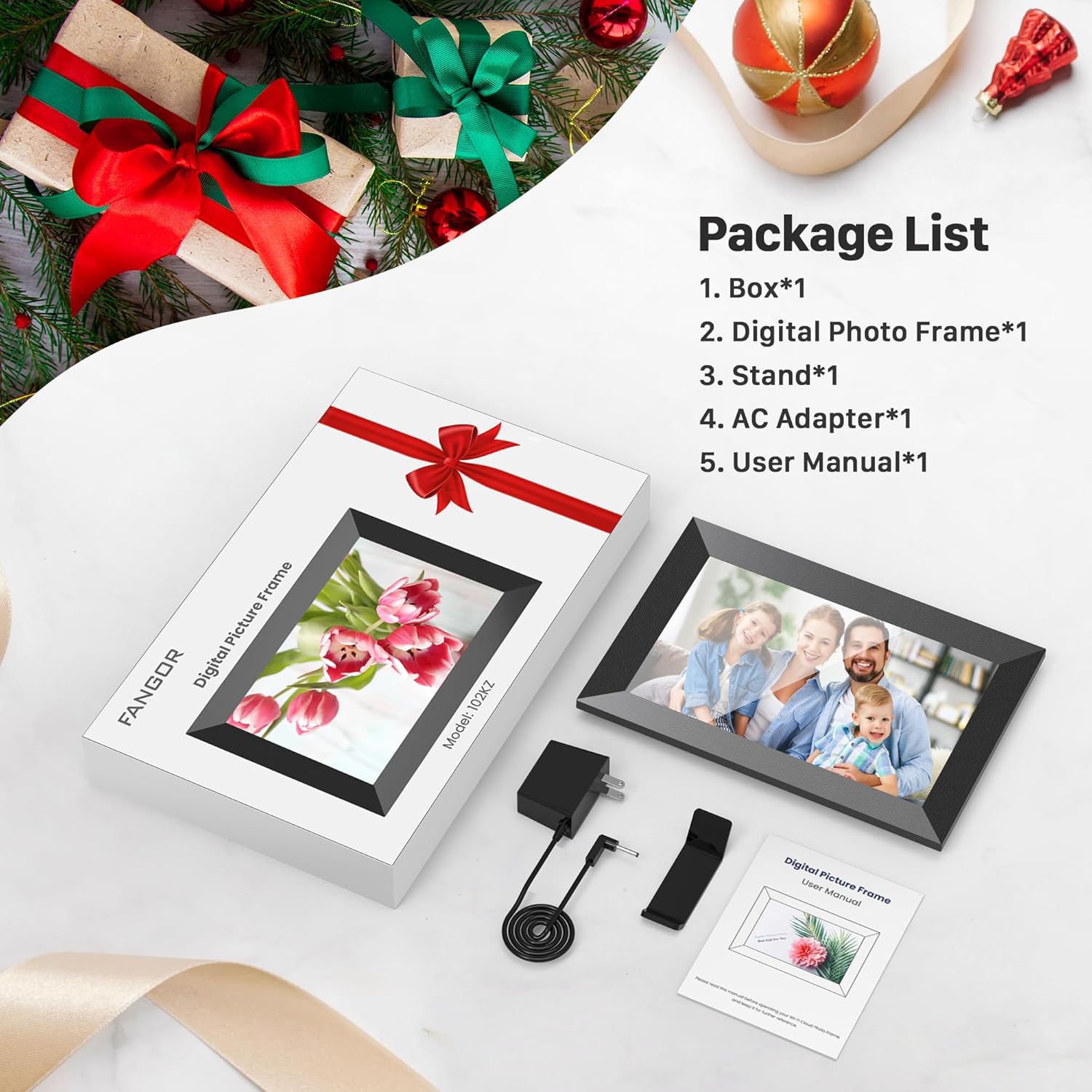 FANGOR 10.1 Inch WiFi Digital Picture Frame 1280x800 HD IPS Touch Screen, Electronic Smart Photo Frame with 32GB Storage, Auto-Rotate, Instantly Share Photos/Videos via Uhale App from Anywhere - Image 9