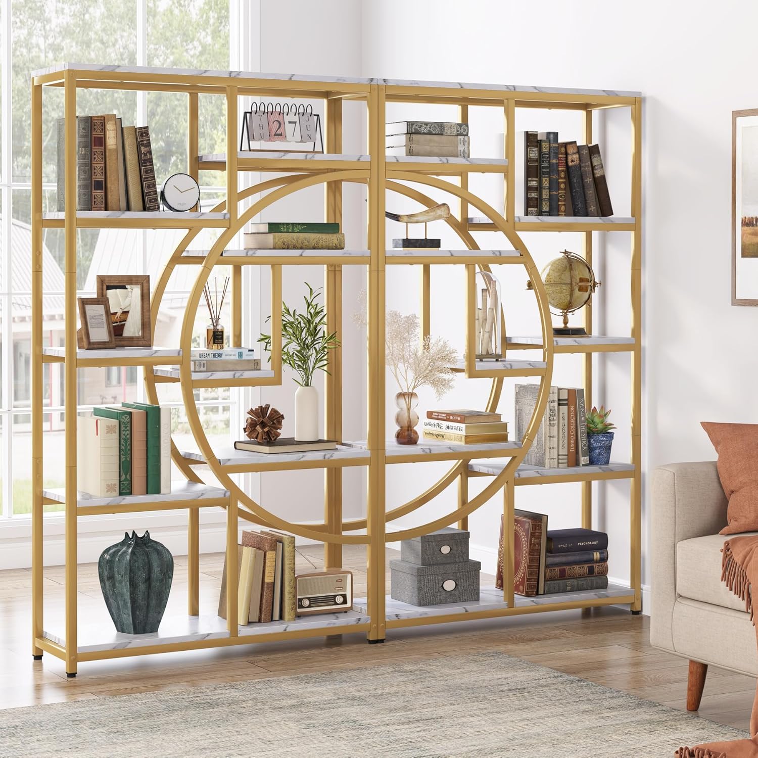 Tribesigns Bookshelf Industrial 5 Tier Etagere Bookcase, Freestanding Tall Bookshelves Display Shelf Storage Organizer with 9-Open Storage Shelf for Living Room, Bedroom - Image 5
