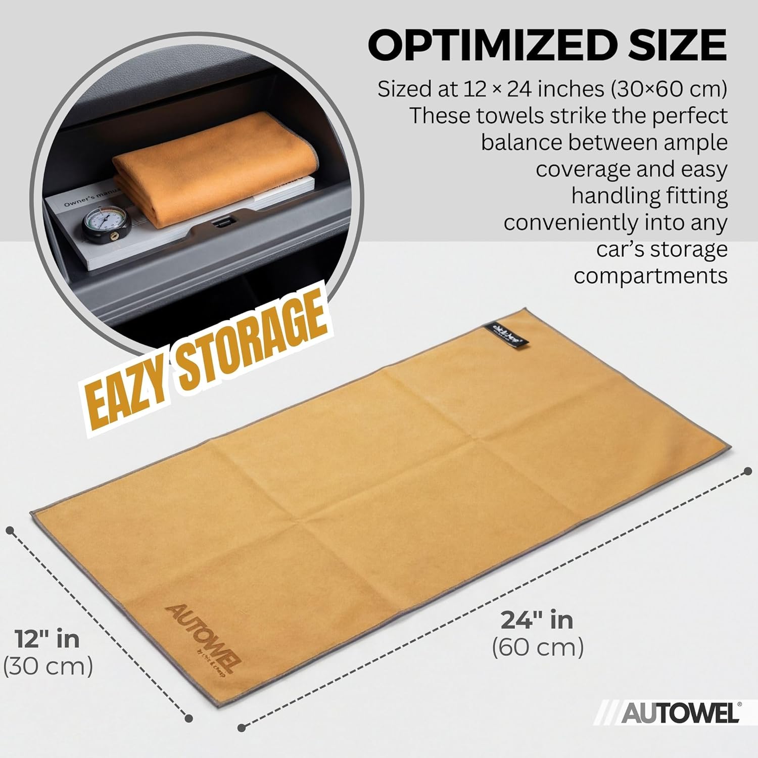 AUTOWEL® Premium Double-Sided Microfiber Car Drying Towel – Suede & Coral Velvet Detailing Cloth – Ultra Soft, Scratch-Free & Super Absorbent – Lint-Free for Cars, Bikes & Home (30x60 cm, Pack of 2) - Image 8