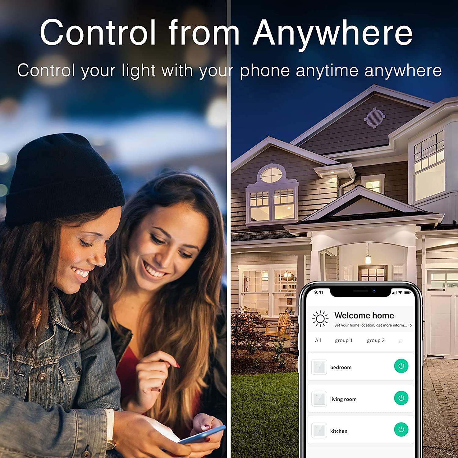 WiFi Smart Wall Light Switch, No Neutral Wire Required, No Hub Required, Compatible with Alexa and Google Home, APP Remote Control, Timing Function, Voice Control (White, 2 Gang) - Image 4