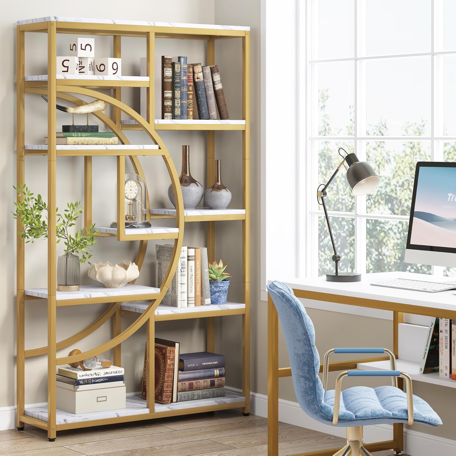 Tribesigns Bookshelf Industrial 5 Tier Etagere Bookcase, Freestanding Tall Bookshelves Display Shelf Storage Organizer with 9-Open Storage Shelf for Living Room, Bedroom - Image 3