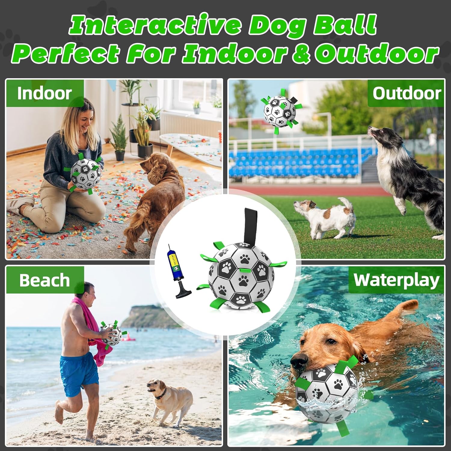 QDAN Dog Toys Soccer Ball with Straps, Puppy Birthday Gifts, Interactive for Tug of War, Durable Balls for Small & Medium Dogs(6 Inch) - Image 4