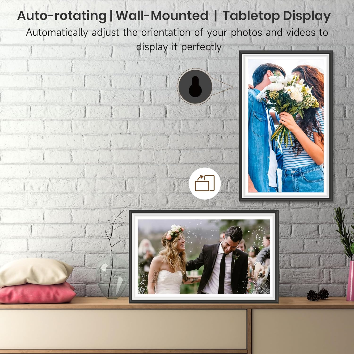Frameo 15.6 Inch WiFi Digital Photo Frame, 1920x1080 FHD IPS Touch Screen Electronic Picture Frame, 64GB Memory, Auto-Rotate, Wall Mountable, Share Photos/Videos Instantly via Frameo from Anywhere - Image 7