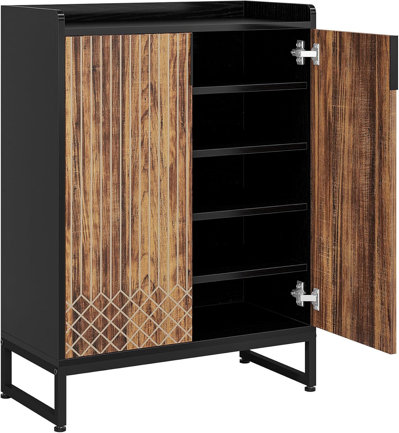 Tribesigns Shoe Cabinet with Doors, 5-Tier Shoe Storage Organizer for 25 Pairs, Modern Wooden Shoe Rack for Entryway, Hallway, Living Room, Black & Brown - Image 9