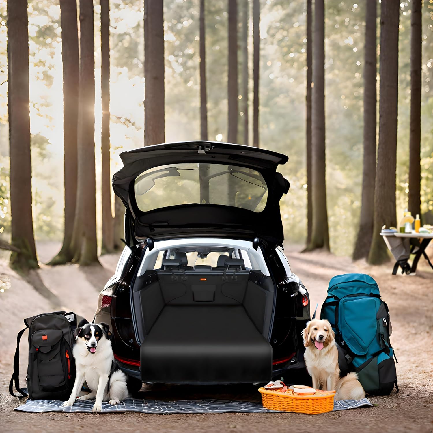 Alfheim Car Boot Liner Protector - Nonslip Waterproof Pet Dog Back Seat Cover - Durable Washable Cargo Cover Mat Travel, Universal for Medium Small Car Truck SUV (Black) - Image 6