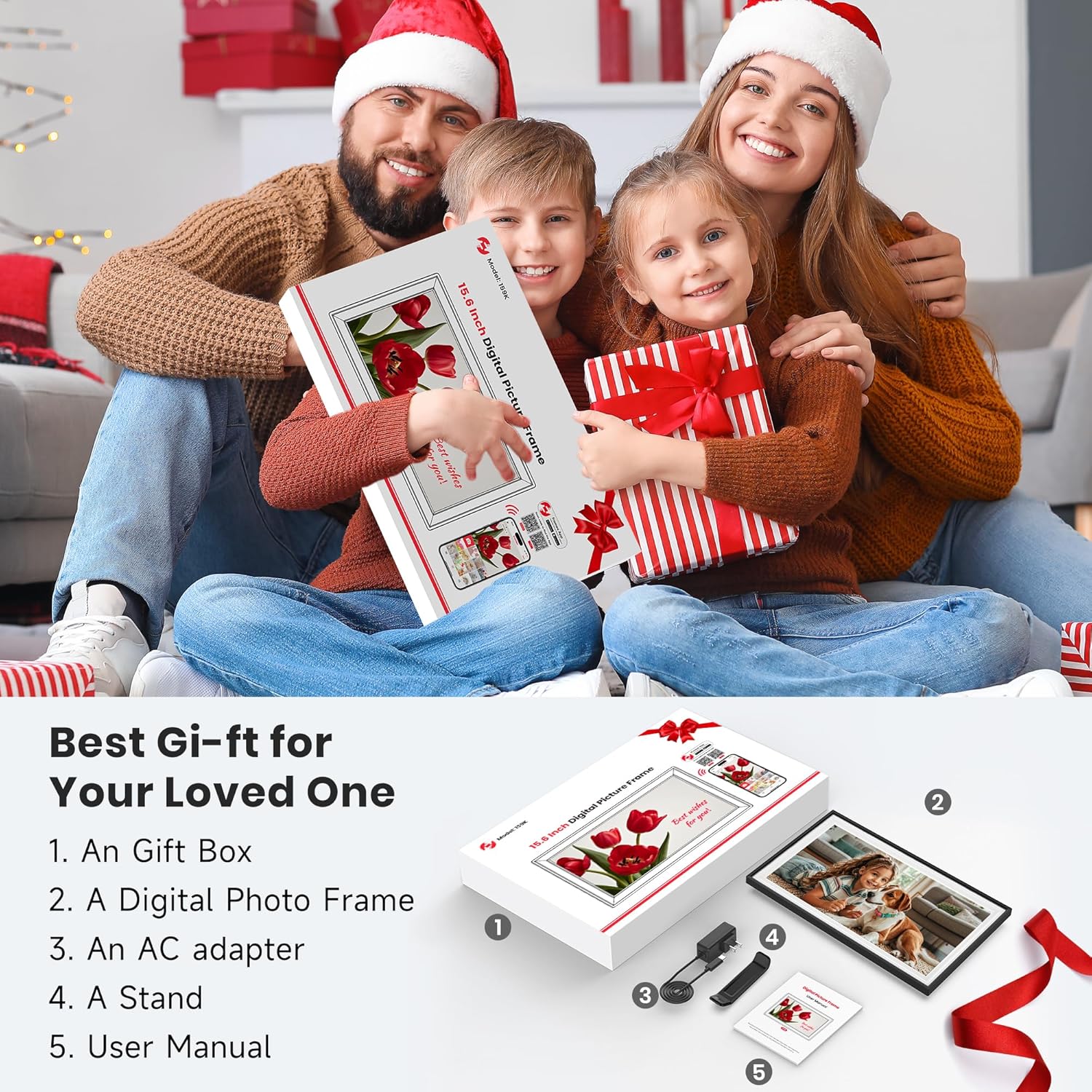 Frameo 15.6 Inch WiFi Digital Photo Frame, 1920x1080 FHD IPS Touch Screen Electronic Picture Frame, 64GB Memory, Auto-Rotate, Wall Mountable, Share Photos/Videos Instantly via Frameo from Anywhere - Image 9
