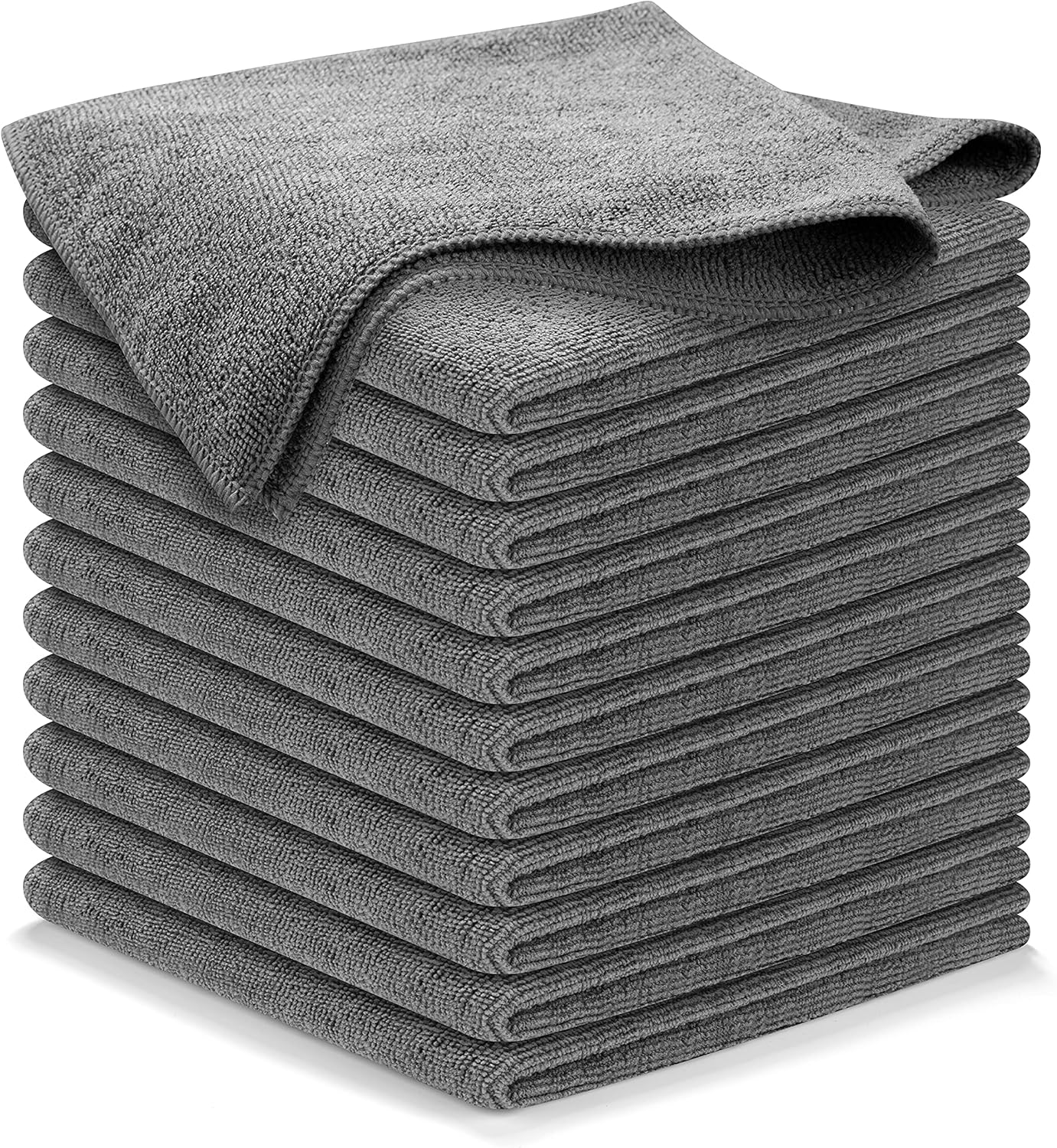 USANOOKS Microfiber Cleaning Cloth Grey - 12 packs 16"x16" - High Performance - 1200 Washes, Ultra Absorbent Towels Weave Grime & Liquid for Streak-Free Mirror Shine - Car Washing cloth and Applicator