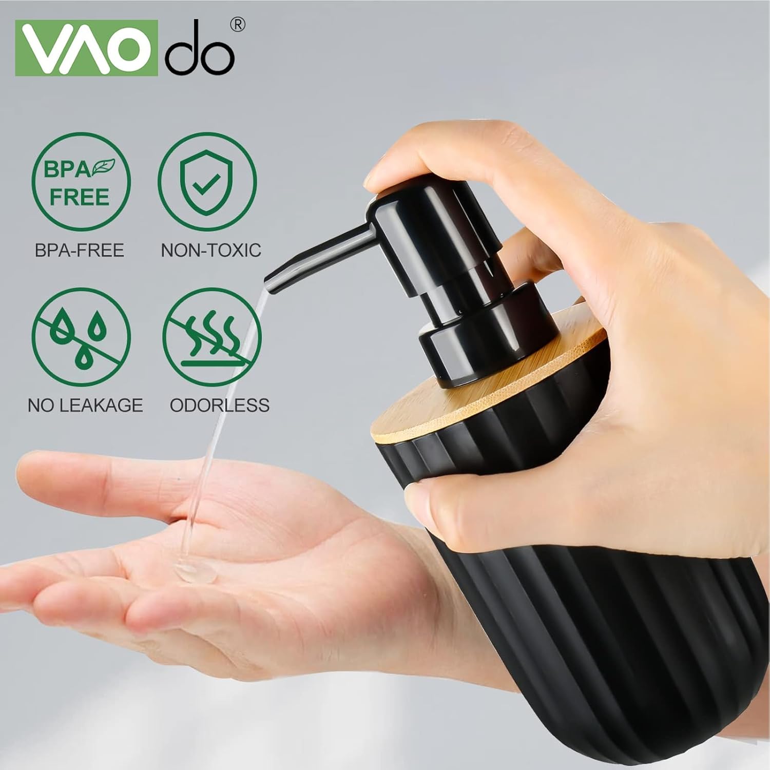VAODO 5PCS Bathroom Accessories Set, Bathroom Accessory Gift Set, Soap Dispenser, Soap Dish, Toothbrush Cup, Mouthwash Cup, Storage Box, Bathroom Decoration Set Decorative Countertop Accessories - Image 3