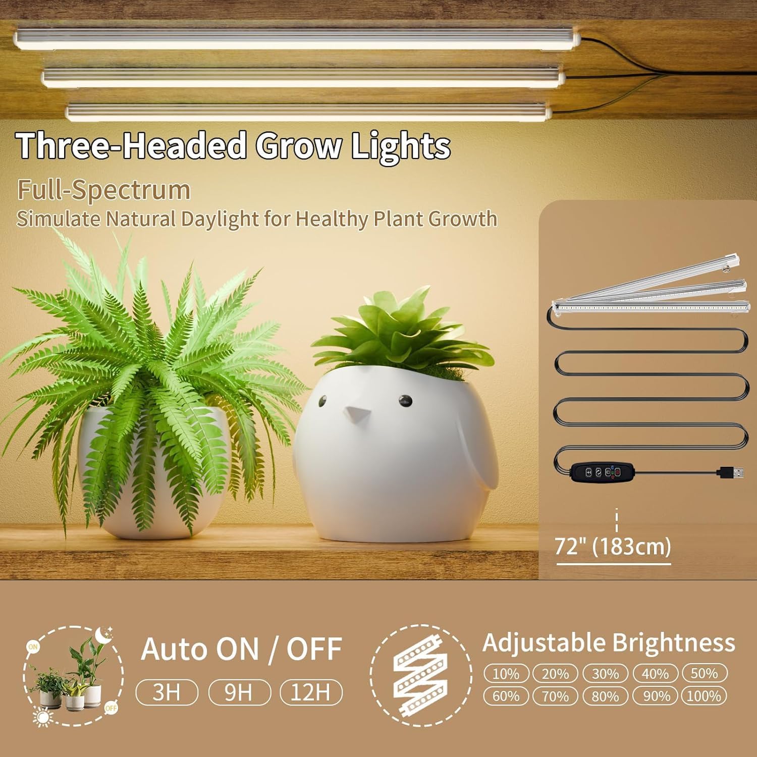 ROYAL POLAR Indoor Plant Stand Flower Pots Stand with Grow Lights Tall Wood Plant Stand with Wheels (Style 1) - Image 6