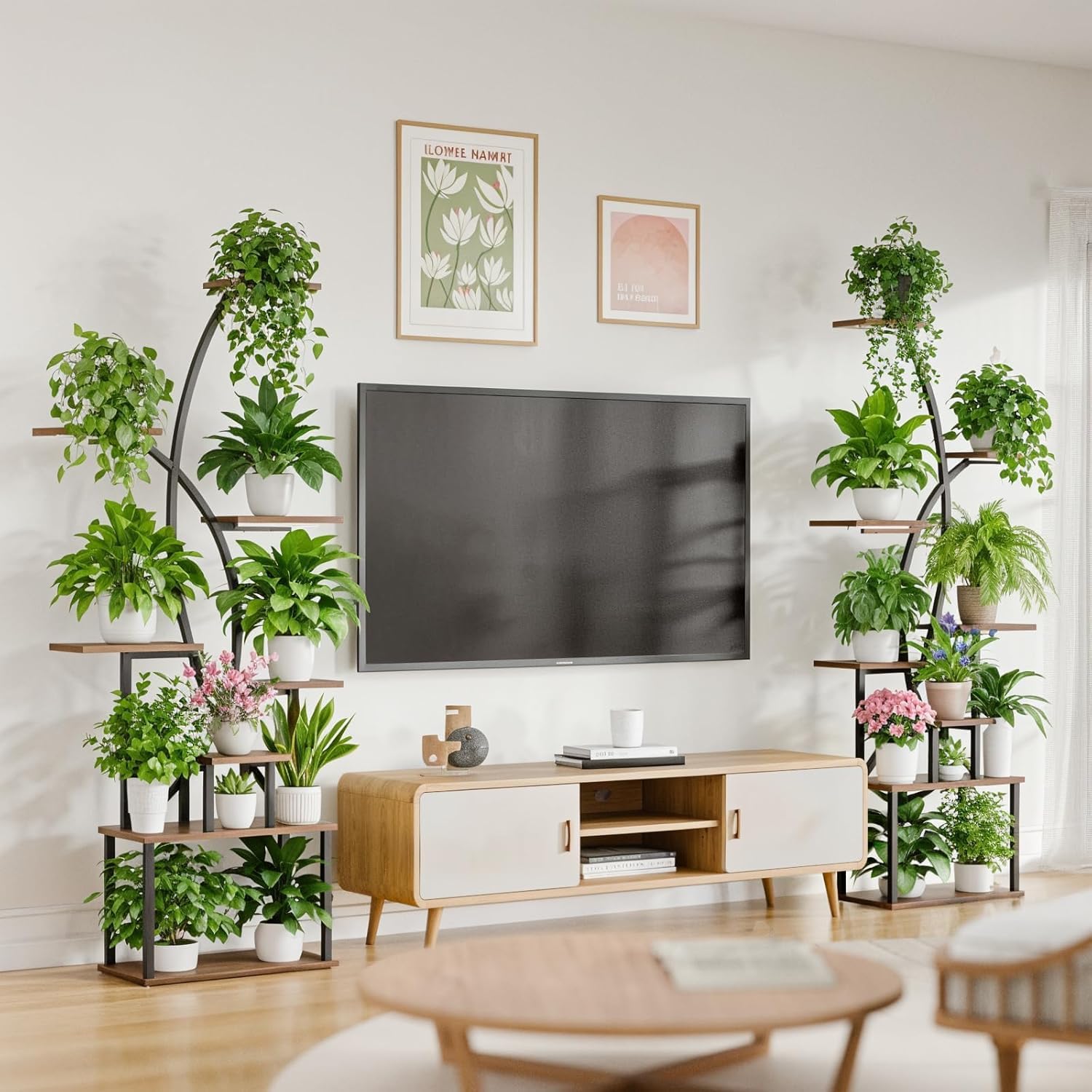 ROYAL POLAR Indoor Plant Stand Flower Pots Stand with Grow Lights Tall Wood Plant Stand with Wheels (Style 1) - Image 5