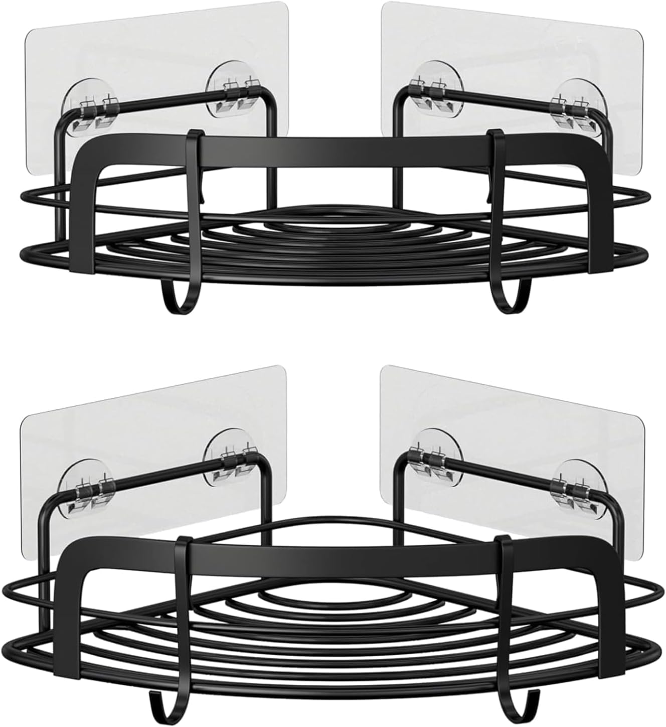 Black Metal Shower Caddy – Floating Bathroom Organizer with Heavy-Duty Adhesive, 2 PC - Image 5