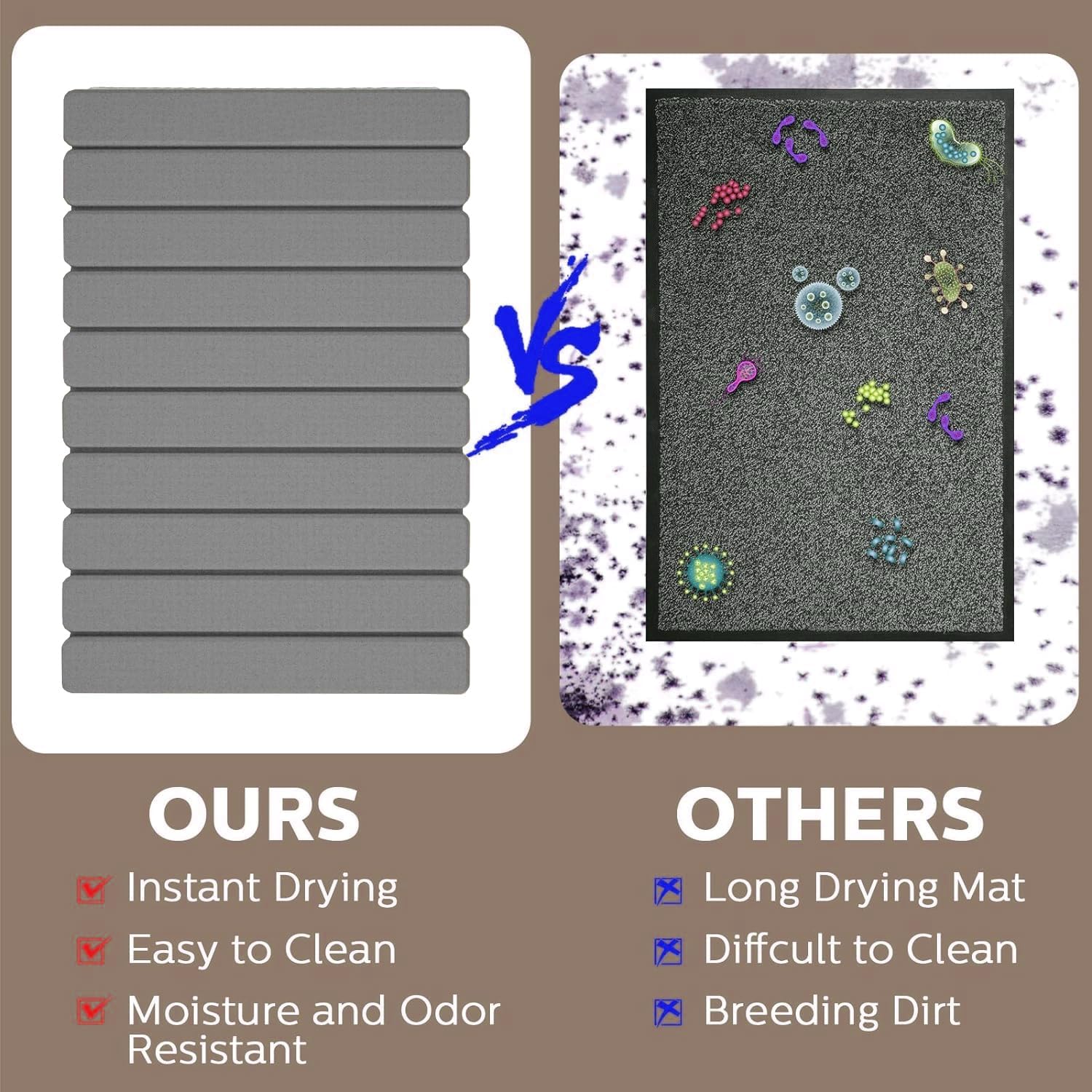 Exrp Foldable Stone Bath Mat, Diatomaceous Earth Shower Mat, Non-Slip Super Absorbent Quick Drying Bathroom Floor Mat, Natural, Easy to Clean - Image 7