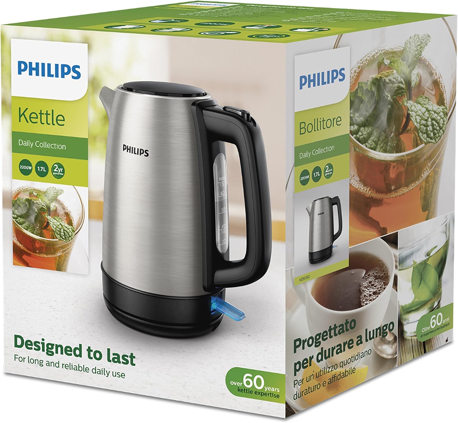 Philips, New Daily Metal Kettle, 1.7 Liters Capacity, 2200 Watts, Silver/Black, HD9350/92 - Image 10