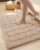 Color&Geometry Ultra Soft Bathroom Rug, Non Slip Machine Washable Bath Mat with Rubber Backing, Plush Fluffy Absorbent Carpet for Bathroom Floor, Tub and Shower, 24″x36″, Beige