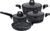 Royalford Chef Art Aluminium Cookware Set, 7 Pieces, Black, RF9557, Scratch Resistant, Tempered Glass Lids, 2.5MM Body Thickness, Bakelite Knobs, and CD Bottom