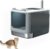 ORCHID M®Upgraded Fully Enclosed Cat Litter Box with Lid, Covered Cat Box Enclosure, Anti-Splashing Easy to Clean Kitty Litter Boxes with Drawer, Use from Kitten to Adult(White&Grey)