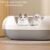 SLEEPHEAD®Open Top Cat Litter Box, Anti-Splashing Large Cat Litter Pan, Semi-Closed Removable Cat Cleaning Basin Kitten Toilet with Litter Sifting Scoop for Large Size Pets (grey+white)