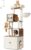 Feandrea PCT116K03 Cat Scratching Post with Cat Litter Cabinet 180 cm High Cat Scratching Post Platform Washable Cushion Honey Brown Vintage White