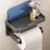 Toilet Paper Holder with Phone Shelf, Wall Mount Tissue Roll Dispenser with Self-Adhesive or Screws, Rustproof Aluminum Bathroom Organizer for Phone Wet Wipes, Gray
