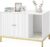 Feandrea Litter Box Enclosure, Modern Cat Litter Box Furniture Hidden, with Scratching Mat, Tall Legs, Cat House, Side End Table, 31.5 x 19.7 x 21.7 Inches, White and Gold UPCL007W01