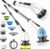 9 in 1 – Cordless Electric Spin Scrubber – Rechargeable Power Cleaning Brush with 9 Replaceable Brush Heads, Adjustable Handle, 2 Speeds, Waterproof for Bathroom, Kitchen, Tile, Floor & Car Cleaning