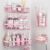 Rustproof & Waterproof Shower Caddy 5-Pack, No Drilling Adhesive Shelves Rack with Soap Holder, Large Capacity Bathroom Organizers and Storage, Girly Bathroom Accessory Decor Set, Pink
