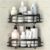 Black Metal Shower Caddy – Floating Bathroom Organizer with Heavy-Duty Adhesive, 2 PC