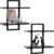 PHOENANCEE Floating Shelves for Wall,Display Hanging Shelf Set of 2,Modern Decorative Plants Shelves,Wood Home Decor Storage Chic for Living Room Bedroom Bathroom Office,Oak Frame，2-Tier Black