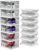 6 Tiers Clear Shoe Storage Boxes Organizers, Acrylic Foldable Collapsible Shoe Rack Organizer Box with Lid for Home Closet Entryway