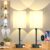 Table lamp for Bedroom, 3 Color Temperatures Bedside Lamp with USB C and A Ports, Pull Chain Table Lamps, Nightstand Lamp with Black Metal Base for Kids Reading (Black-2PCS)