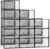 Kuject Shoe Organizers Storage Boxes for Closet, 12 Pack Clear Plastic Stackable Sneaker Containers Bins with Lids, Under Bed Shoe Storage for Entryway, Fit up to Women’s Size 10 (Black, Large)