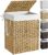 SONGMICS Handwoven Laundry Hamper, 23.8 Gal (90L) Synthetic Rattan Clothes Laundry Basket with Lid and Handles, Foldable, Removable Liner Bag, Natural ULCB51NL